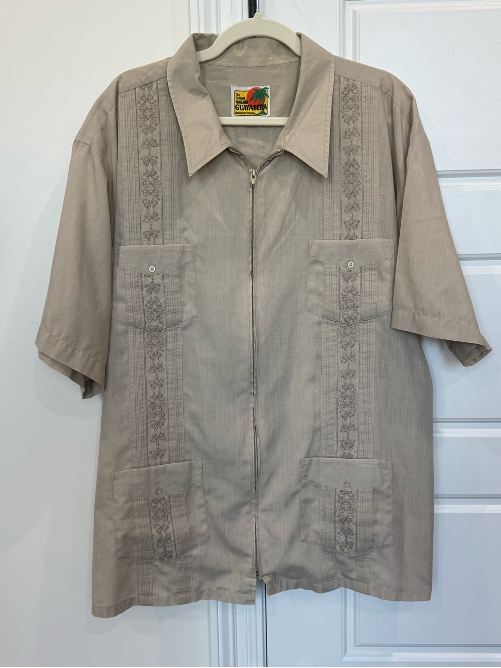 Authentic Haband Guayabera Men’s Classic Style Zip-up Shirt Cuban-Style, size 3X